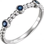 Platinum Natural Blue Sapphire Beaded Ring - 71929