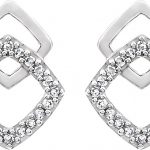 14K White 1/10 CTW Natural Diamond Geometric Earrings - 652272