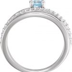 Platinum Natural Aquamarine & 1/4 CTW Natural Diamond Ring - 71919