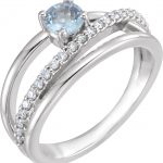 Platinum Natural Aquamarine & 1/4 CTW Natural Diamond Ring - 71919