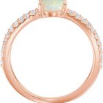 14K Rose Natural White Opal & 1/3 CTW Natural Diamond Ring - 71934