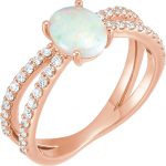 14K Rose Natural White Opal & 1/3 CTW Natural Diamond Ring - 71934