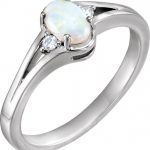 Platinum Natural White Opal & .03 CTW Natural Diamond Ring - 71937