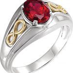 14K White/Yellow Lab-Grown Ruby Infinity Ring - 9844