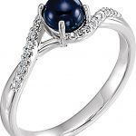 14K White Natural Blue Sapphire and .08 CTW Natural Diamond Ring - 71938