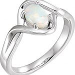 Platinum Natural Opal Cabochon Ring - 71935