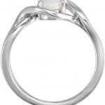 14K White Natural Opal Cabochon Ring - 71935