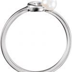 Platinum Cultured White Freshwater Pearl Crescent Moon Ring - 6494