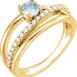 14K Yellow Natural Aquamarine & 1/4 CTW Natural Diamond Ring - 71919