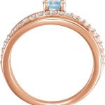 14K Rose Natural Aquamarine & 1/4 CTW Natural Diamond Ring - 71919