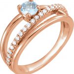 14K Rose Natural Aquamarine & 1/4 CTW Natural Diamond Ring - 71919