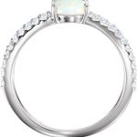 Platinum Natural White Opal & 1/3 CTW Natural Diamond Ring - 71934