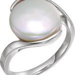 Sterling Silver Cultured White Freshwater Pearl Coin Ring - 67354