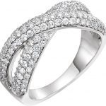 14K White 1 CTW Natural Diamond Criss-Cross Ring - 652458