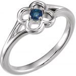 Platinum Natural Blue Sapphire Youth Flower Ring - 71944