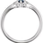 Platinum Natural Blue Sapphire Youth Flower Ring - 71944