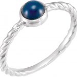 Platinum Natural Blue Sapphire Cabochon Ring - 71810