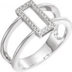 14K White .10 CTW Natural Diamond Geometric Ring - 652319