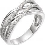 14K White .06 CTW Natural Diamond Criss-Cross Ring - 652314