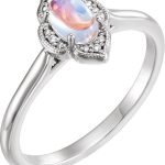 Platinum Natural Rainbow Moonstone & .03 CTW Natural Diamond Ring - 71939