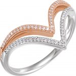 14K White/Rose 1/6 CTW Natural Diamond V Ring - 652559