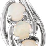 Platinum Natural Opal Three-Stone Pendant - 86508