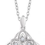 14K White 1/10 CTW Natural Diamond Granulated Filigree 18" Necklace - 652609