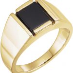 14K Yellow Natural Black Onyx Bezel-Set Ring - 60691