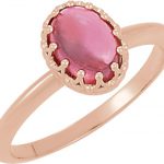 14K Rose Natural Pink Tourmaline Crown Ring - 71561