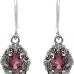 Sterling Silver Natural Rhodolite Garnet Earrings - 85236