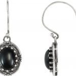 Sterling Silver Natural Black Onyx Vintage-Inspired Earrings - 85238