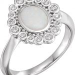 Sterling Silver Natural Opal & 1/6 CTW Natural Diamond Ring - 71954