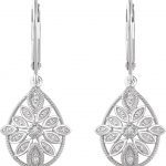 14K White 1/6 CTW Natural Diamond Granulated Filigree Earrings - 652608