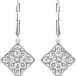 14K White 1/10 CTW Natural Diamond Granulated Filigree Earrings - 652610