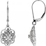 14K White 1/6 CTW Natural Diamond Granulated Filigree Earrings - 652602