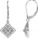 14K White 1/10 CTW Natural Diamond Granulated Filigree Earrings - 652610