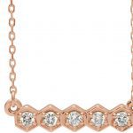 14K Rose 1/5 CTW Natural Diamond Bar 16-18" Necklace - 86609