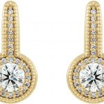 14K Yellow 5/8 CTW Natural Diamond Halo-Style Dangle Earrings - 86629