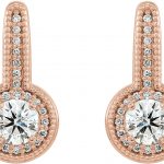 14K Rose 5/8 CTW Natural Diamond Halo-Style Dangle Earrings - 86629