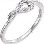 14K White 1/10 CTW Natural Diamond Knot Ring - 652455