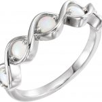 Platinum Natural Opal Stackable Ring - 71957