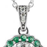 14K White Natural Emerald & 1/3 CTW Natural Diamond 16-18" Necklace - 652015