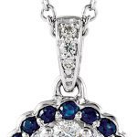 14K White Natural Blue Sapphire & 1/3 CTW Natural Diamond 16-18" Necklace - 652015