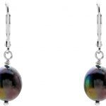 Sterling Silver Cultured Black Freshwater Pearl Earrings - 65969