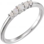 Platinum Natural White Opal Ring - 71964