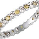 14K White 1/3 CTW Natural Diamond & Natural Yellow Sapphire Eternity Band Size 7 - 69815