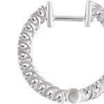 14K White 1 CTW Natural Diamond Inside-Outside 20.1 mm Hoop Earrings - 652854