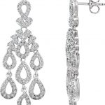 14K White 7/8 CTW Natural Diamond Chandelier Earrings - 652705