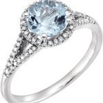 14K White Natural Aquamarine & 1/6 CTW Natural Diamond Ring - 651300