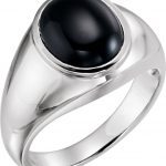 14K White Natural Black Onyx Ring - 62164